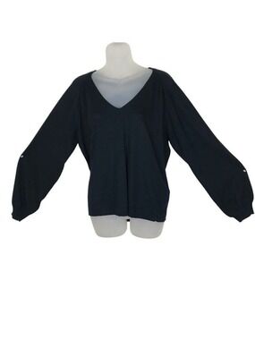 7 For All Mankind Black V-neck Lightweight Sweater Size L